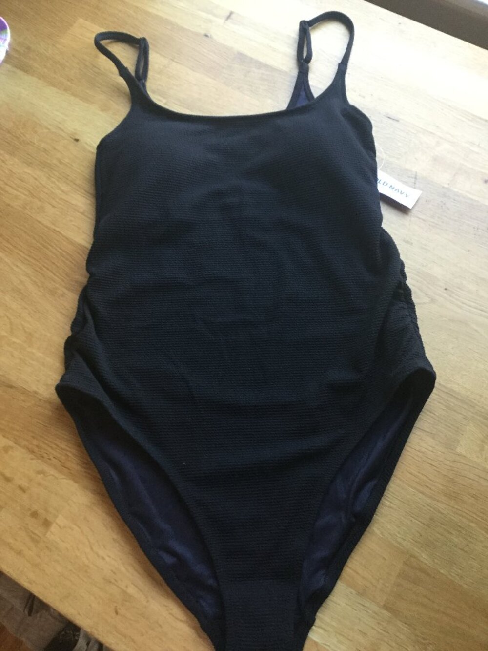 NWT Old Navy black textured one piece swimsuit size medium